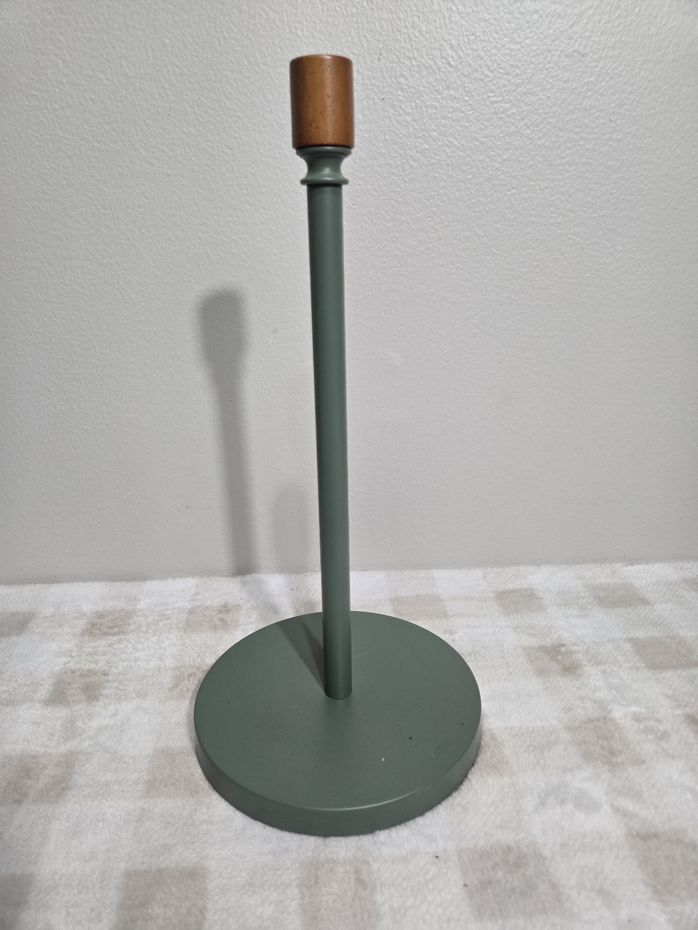 Umbra Modern Green Wood Taper Candle Holder w/ Brown Top, 13 in Round